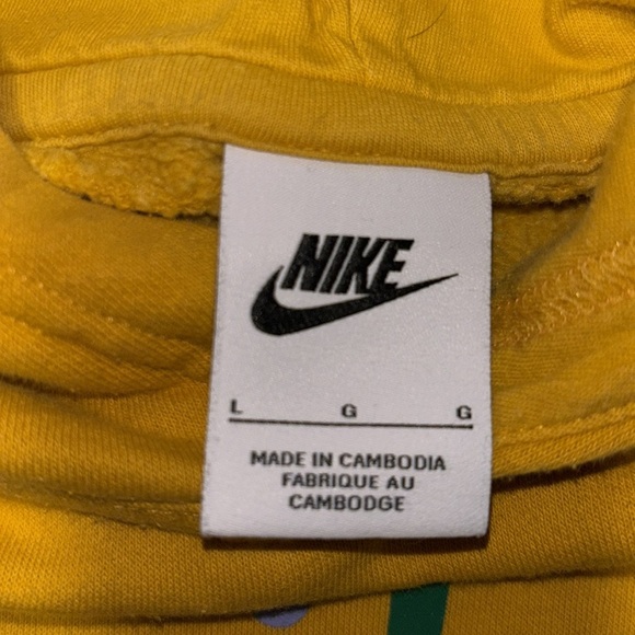 Nike Fleece Yellow Ochre/University Red Pullover Hoodie Sweatshirt - DR0105-752 - Picture 5 of 8